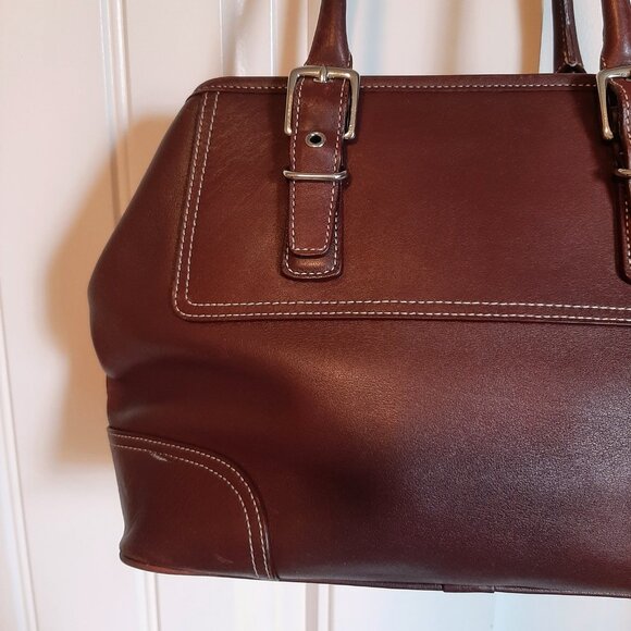 Vintage Coach Hampton Satchel 7555 Shoulder Bag Burgundy Leather - Picture 3 of 16